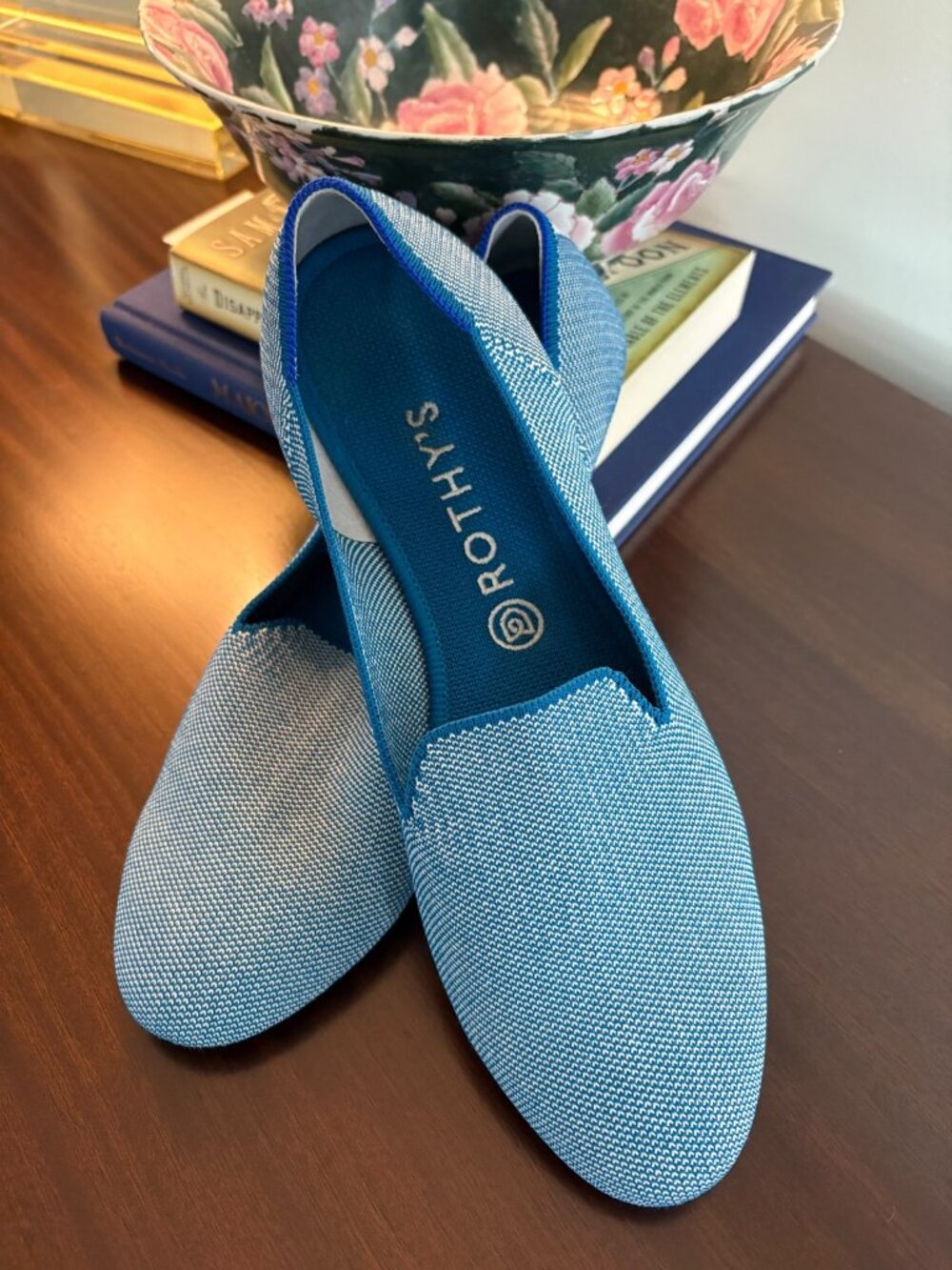 Rothy’s The Loafer Indigo Cloud Women’s 10.5 Blue White Knit Flats Retired